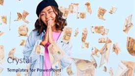  Presentation with racing diversity race ethnicity - Colorful presentation design enhanced with young-beautiful-mixed-race-woman backdrop and a sky blue colored foreground