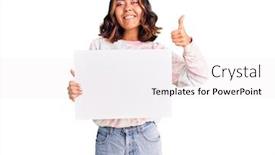  Presentation with space race - Presentation theme with young-beautiful-mixed-race-woman background and a sky blue colored foreground