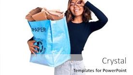 Presentation with recycling paper - Colorful presentation theme enhanced with young-beautiful-mixed-race-woman backdrop and a white colored foreground
