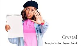  Presentation with defense - Slide deck featuring young-beautiful-mixed-race-woman background and a white colored foreground