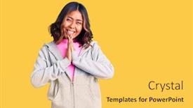  Presentation with praying hands - Theme enhanced with young-beautiful-mixed-race-woman background and a yellow colored foreground