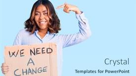  Presentation with self change - Presentation design with young-beautiful-mixed-race-woman background and a cool aqua colored foreground