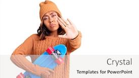  Presentation with defense - Colorful presentation design enhanced with young-beautiful-mixed-race-woman backdrop and a white colored foreground