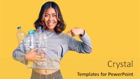  Presentation with plastic recycling - Colorful slide deck enhanced with young-beautiful-mixed-race-woman backdrop and a yellow colored foreground