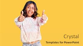  Presentation with tie dye - PPT theme with young-beautiful-mixed-race-woman background and a yellow colored foreground