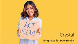  Presentation with now - Audience pleasing PPT theme consisting of young-beautiful-mixed-race-woman backdrop and a yellow colored foreground