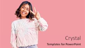  Presentation with tie dye - Slides with young-beautiful-mixed-race-woman background and a coral colored foreground