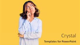  Presentation with business casual - PPT layouts consisting of young-beautiful-mixed-race-woman background and a yellow colored foreground