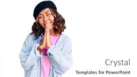  Presentation with praying hands - Cool new presentation design with young-beautiful-mixed-race-woman backdrop and a white colored foreground