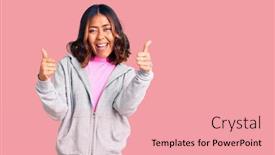  Presentation with sporty - Colorful presentation design enhanced with young-beautiful-mixed-race-woman backdrop and a coral colored foreground