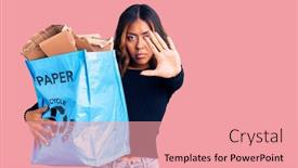  Presentation with recycling paper - Slide deck enhanced with young-beautiful-mixed-race-woman background and a coral colored foreground