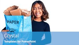  Presentation with recycling paper - Audience pleasing slide set consisting of young-beautiful-mixed-race-woman backdrop and a teal colored foreground