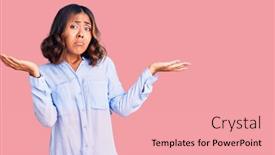 Presentation with business casual - Colorful PPT layouts enhanced with young-beautiful-mixed-race-woman backdrop and a coral colored foreground