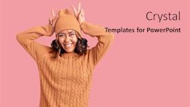  Presentation with wool - Colorful presentation design enhanced with young-beautiful-mixed-race-woman backdrop and a coral colored foreground