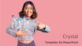  Presentation with plastic recycling - Amazing slide deck having young-beautiful-mixed-race-woman backdrop and a coral colored foreground