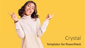  Presentation with space race - Slide set having young-beautiful-mixed-race-woman background and a yellow colored foreground