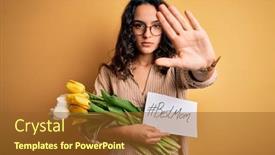  Presentation with young mothers - Slides consisting of young-beautiful-mom-with-curly background and a tawny brown colored foreground