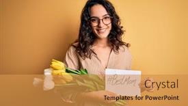  Presentation with young mothers - Presentation theme consisting of young-beautiful-mom-with-curly background and a gold colored foreground