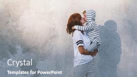  Presentation with family fashion - Amazing presentation theme having young beautiful mom with her son wearing casual clothes striped hoodie t-shirt and and pants posing against city wall minimalist street fashion style same look family outfit for parent and child backdrop and a gray colored foreground