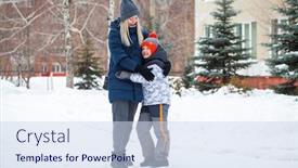  Presentation with winter blue - PPT theme featuring young-beautiful-mother background and a sky blue colored foreground