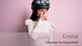  Presentation with moto - Slide set featuring young-beautiful-motorcyclist-woman background and a soft green colored foreground