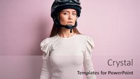  Presentation with moto - PPT theme having young-beautiful-motorcyclist-woman background and a lemonade colored foreground