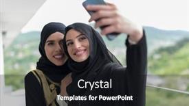  Presentation with hijab modern - Presentation theme with young-beautiful-muslim-women background and a wine colored foreground