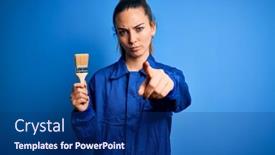  Presentation with fade blue painted red white - PPT layouts featuring young-beautiful-painter-woman background and a ocean colored foreground