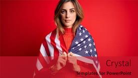  Presentation with patriotic - Presentation theme featuring young-beautiful-patriotic-woman-wearing background and a crimson colored foreground