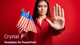  Presentation with patriotic - Slides enhanced with young-beautiful-patriotic-woman background and a wine colored foreground