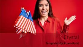  Presentation with patriotic - Colorful PPT layouts enhanced with young-beautiful-patriotic-woman backdrop and a crimson colored foreground