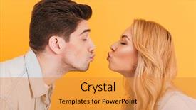  Presentation with photo - Colorful presentation enhanced with young beautiful people in love backdrop and a gold colored foreground