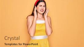  Presentation with vintage music - Slide deck featuring young-beautiful-pin-up-woman background and a yellow colored foreground