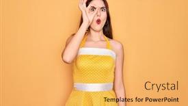  Presentation with eye - Amazing slide set having young-beautiful-pin-up-woman backdrop and a yellow colored foreground