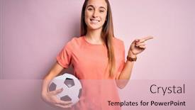  Presentation with finger - Presentation with young-beautiful-player-woman-playing background and a lemonade colored foreground