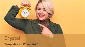  Presentation with vintage clock - Amazing presentation design having young-beautiful-plus-size-blonde backdrop and a gold colored foreground