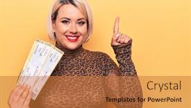  Presentation with airline - Audience pleasing slide set consisting of young-beautiful-plus-size-tourist backdrop and a gold colored foreground