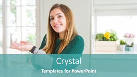  Presentation with woman hands open - Audience pleasing PPT theme consisting of young beautiful plus size woman wearing casual striped sweater pointing aside with hands open palms showing copy space presenting advertisement smiling excited happy backdrop and a teal colored foreground