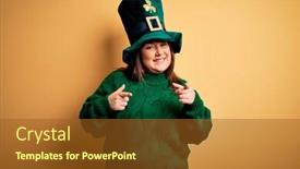  Presentation with green energy - Amazing PPT theme having young-beautiful-plus-size-woman backdrop and a tawny brown colored foreground