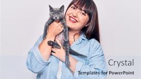  Presentation with cat - Presentation design consisting of young-beautiful-plus-size-woman background and a light blue colored foreground