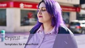  Presentation with breathing - Slides consisting of young-beautiful-plus-size-woman background and a light blue colored foreground