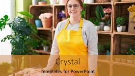  Presentation with flower woman - PPT theme enhanced with young-beautiful-plus-size-woman background and a gold colored foreground