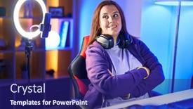  Presentation with gaming - Slides having young-beautiful-plus-size-woman background and a navy blue colored foreground