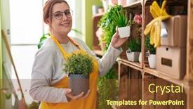  Presentation with flower woman - PPT layouts enhanced with young-beautiful-plus-size-woman background and a tawny brown colored foreground