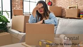  Presentation with new home - Theme having young-beautiful-plus-size-woman background and a coral colored foreground