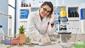  Presentation with report - Presentation design having young-beautiful-plus-size-woman background and a soft green colored foreground