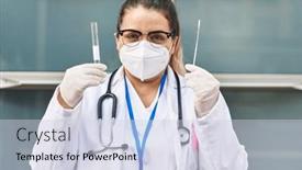  Presentation with antigen test - PPT theme having young-beautiful-plus-size-woman background and a sky blue colored foreground