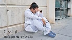  Presentation with stressed - Theme with young-beautiful-plus-size-woman background and a light blue colored foreground