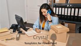  Presentation with ecommerce - Presentation design with young-beautiful-plus-size-woman background and a coral colored foreground