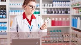  Presentation with pharmacy tablet - Theme consisting of young-beautiful-plus-size-woman background and a coral colored foreground